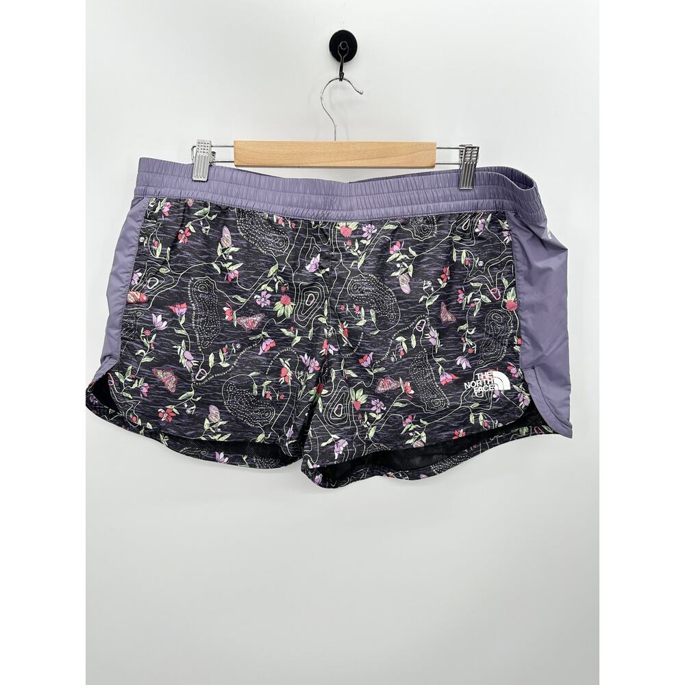 The North Face Shorts Women‎ XL NWT Black Purple IWD Print Hydrenaline 2.75"